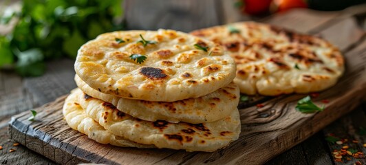 Pupusas El Salvador. Traditional Salvadoran pupusas stuffed with cheese and beans, served hot. This dish is a popular and delicious staple in Salvadoran cuisine.
