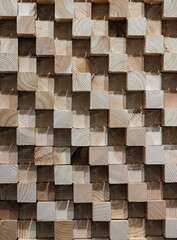 wooden cube pattern wall decoration