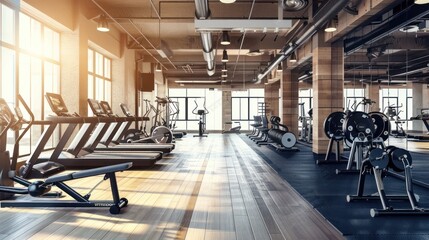 Modern Gym Interior with Exercise Equipment