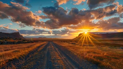 Icelandic Sunset Landscape