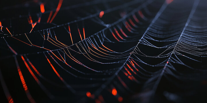 Halloween theme wallpaper, a black background with intricate spider webs forming a border along the corners, space for text