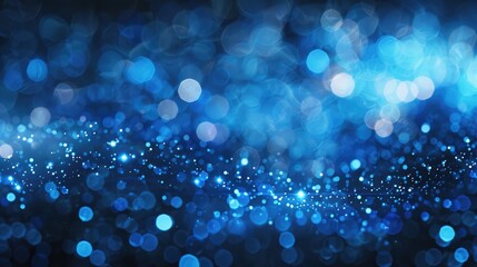Blurry blue lights bokeh on abstract background