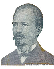 Nicolae Grigorescu cut out from 10 Romanian Lei banknote for design purpose