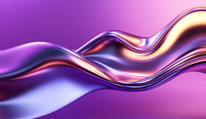 Vibrant Purple Metallic Fluid Waves Abstract Art