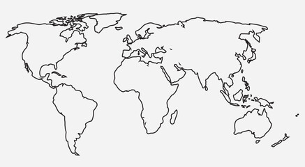 She detailed the world map with the borders of states. Isolated world map. Isolated on a white background. Vector illustration
