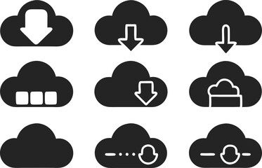 Cloud Storage vector silhouette image set