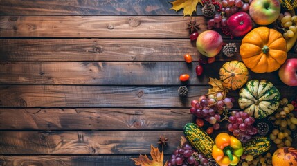 Thanksgiving day wood banner backgroound top view illustration generated by ai