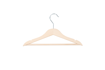 Wooden hangers for clothes on white background for branding 