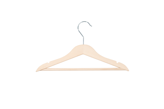 Wooden hangers for clothes on white background for branding 
