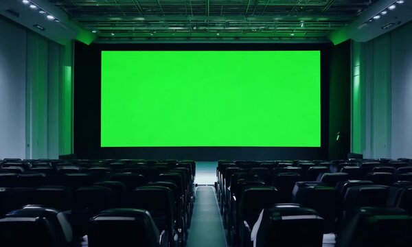Empty Movie Theater with Green Screen