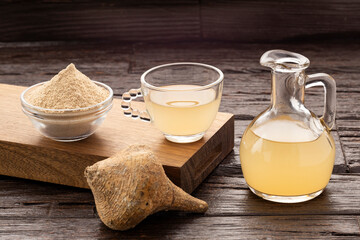 Maca powder of Peruvian origin, dissolved in water - Lepidium meyenii