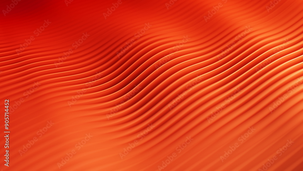 Poster abstract background with many wavy orange slices and shallow dof. paper cuts minimalistic backdrop. 