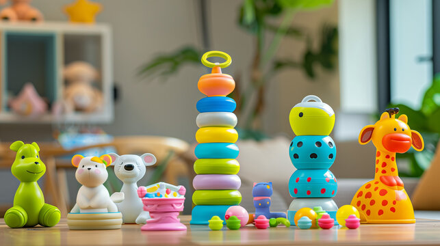Colorful and engaging developmental toys designed to enhance fine motor skills in children. Perfect for educational content and child development themes.