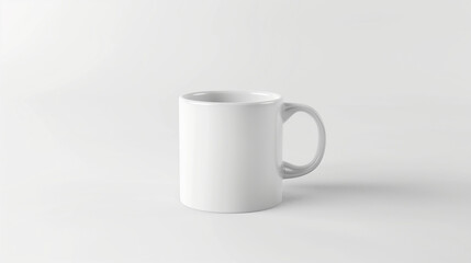 Fototapeta premium Minimalist White Coffee Mug on White Background with Copy Space