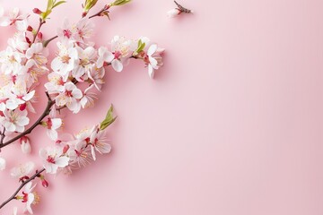 Obraz premium A soft and feminine pink background adorned with peach blossom flowers