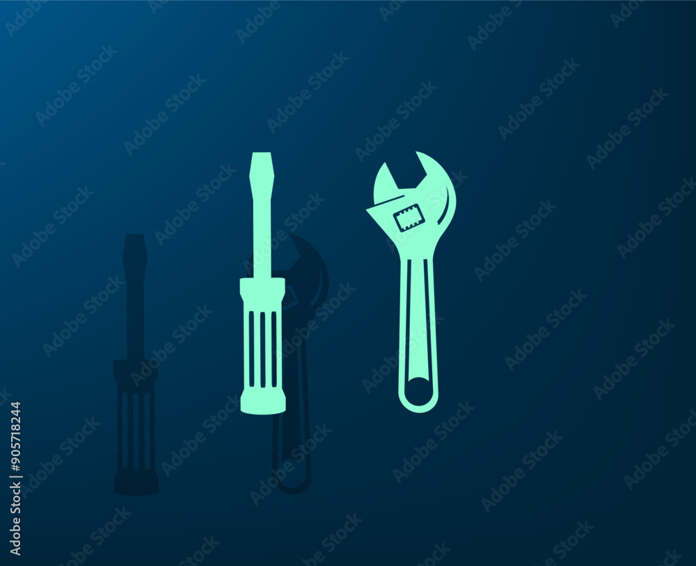 Poster vector illustration with shadow on blue background with gradient