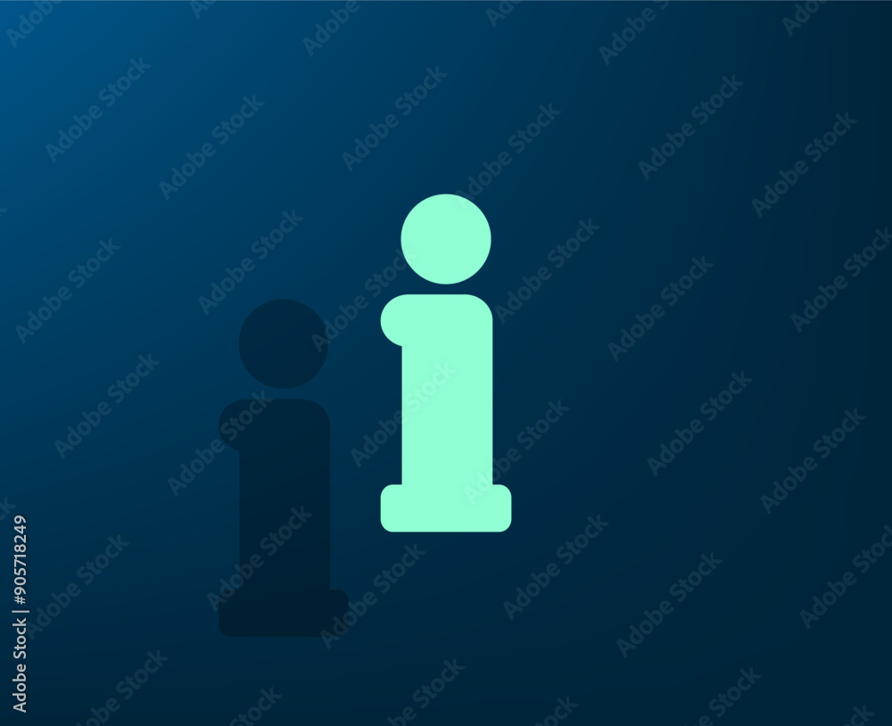 Poster vector illustration with shadow on blue background with gradient