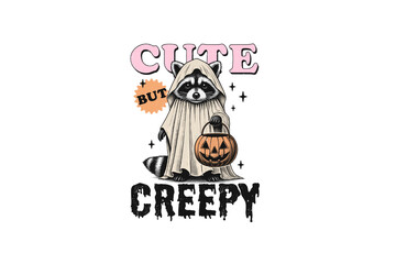 cute but creepy, Vintage Halloween Raccoon PNG Sublimation T shirt Design © Lazy