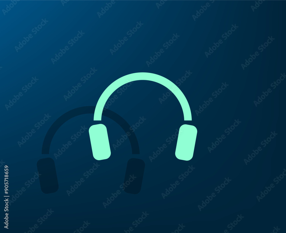 Poster vector illustration with shadow on blue background with gradient