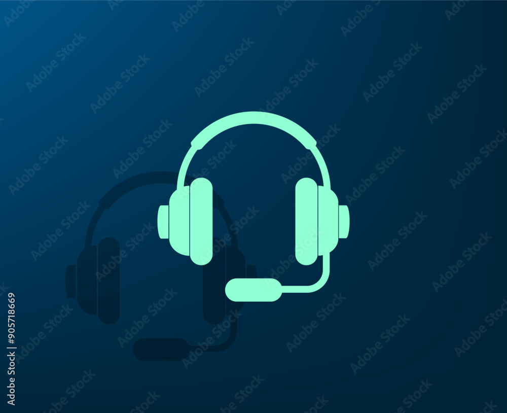Poster vector illustration with shadow on blue background with gradient