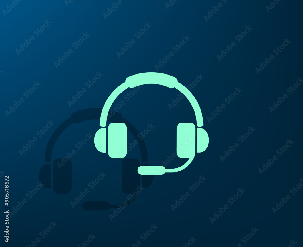 Poster vector illustration with shadow on blue background with gradient