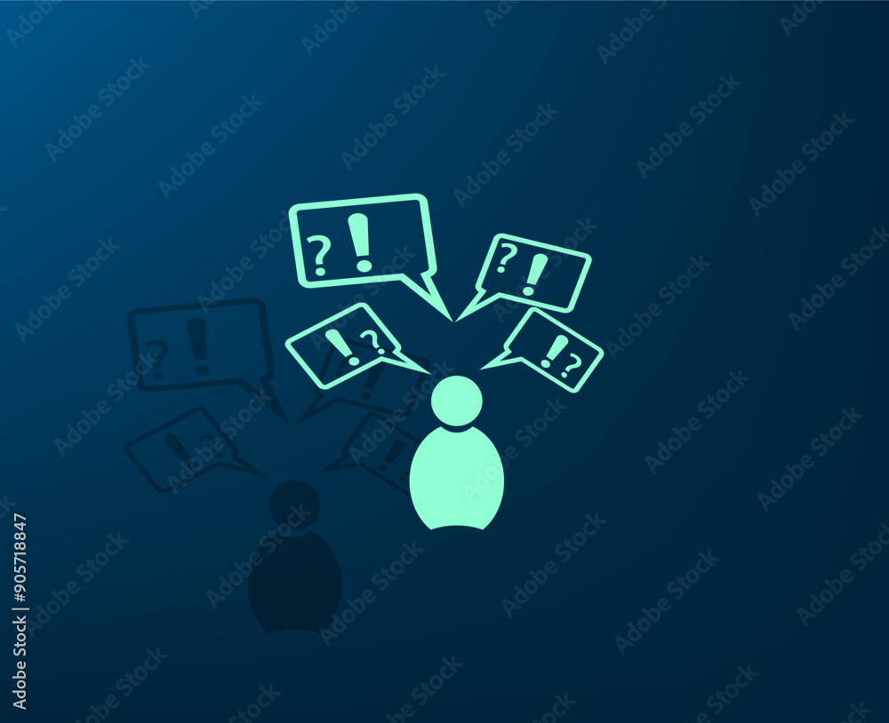 Poster vector illustration with shadow on blue background with gradient