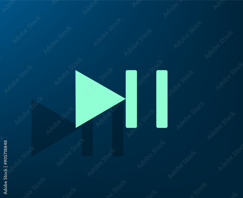 Poster vector illustration with shadow on blue background with gradient