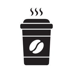 Hot coffee cup icon. Paper coffee cup icon isolated on white background.
