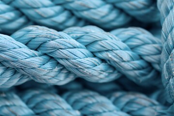 Tightly woven blue rope is filling the frame creating an interesting abstract background