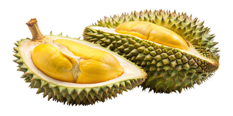 Fototapeta premium Durian Fruit Open Closeup Spiky Exotic Tropical