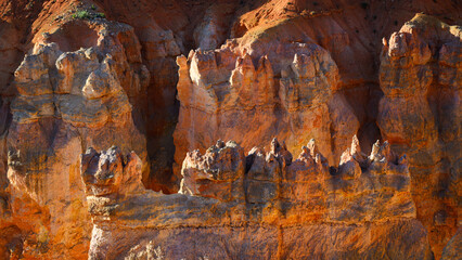 Details of colorful jagged rock formation at Bryce Canyon National Park