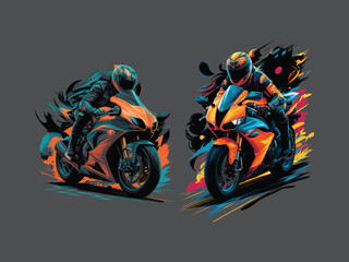 Extreme dirt bike cartoon vector illustration biker