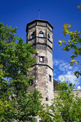 historic stair tower of the stapelhaus on the banks of the rhine in cologne
