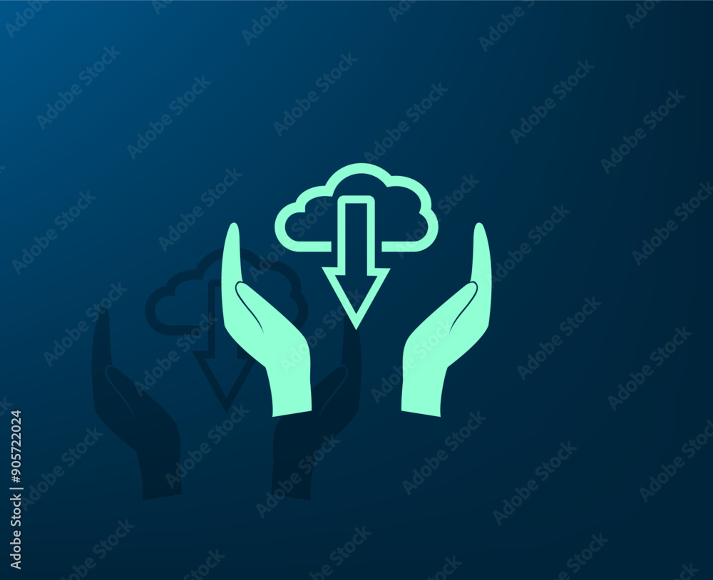 Poster vector illustration with shadow on blue background with gradient