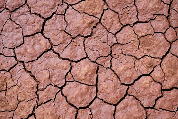 Natural desert wet sand mosaic pattern in cracked chocolate colored ground forming background