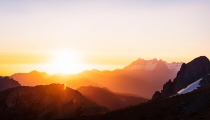Obraz premium sunset in the mountains hero illustration