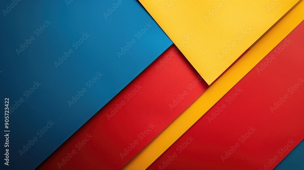Aufkleber primary colors paper background with angled diagonal lines top view flat lay