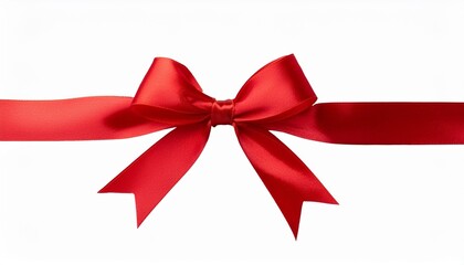 red silk satin ribbon bow isolated on transparent background
