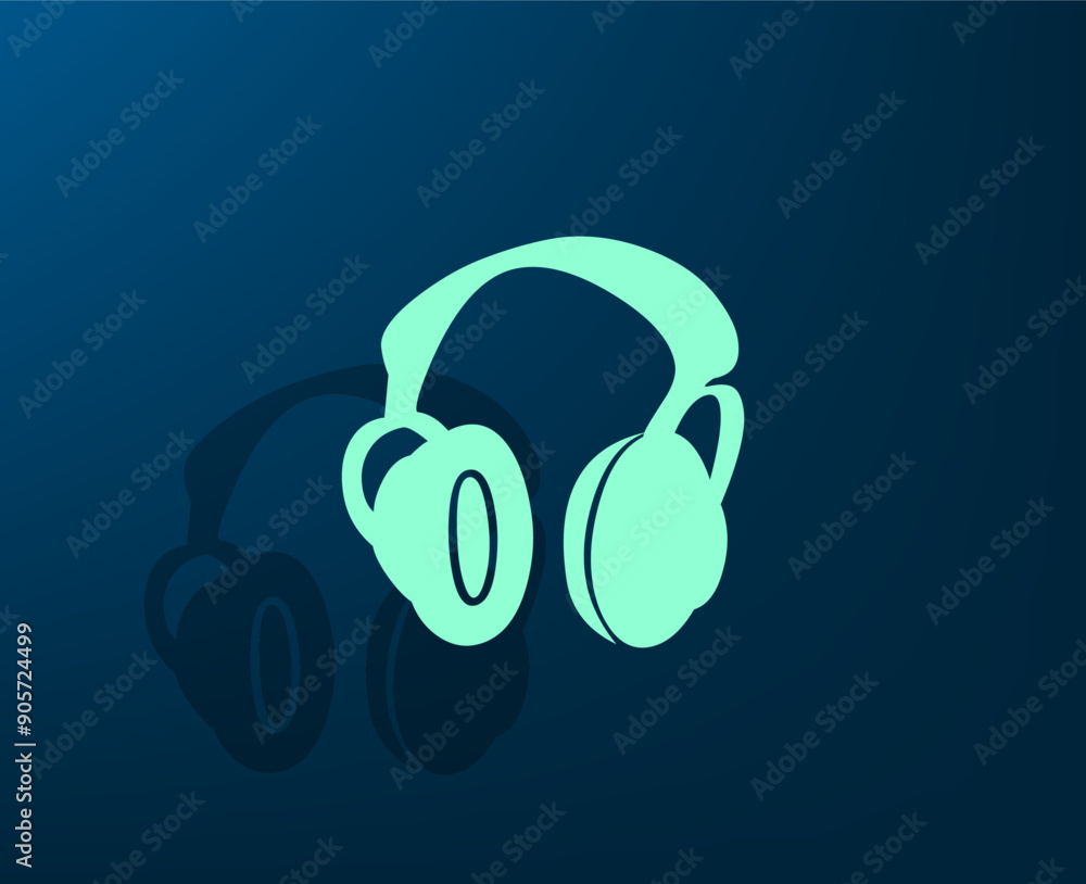 Poster vector illustration with shadow on blue background with gradient