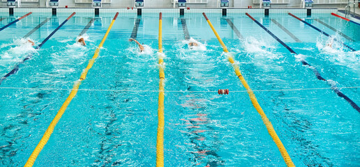 Obraz premium Turquoise swimming pool lanes, a symbol of sport