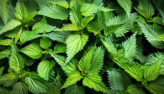 stinging nettle leaves as background green texture of nettle