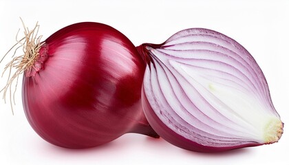 red onion isolated on white background full depth of field
