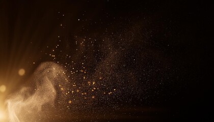 dust particles fly in the air over black background with light leak 4k photo