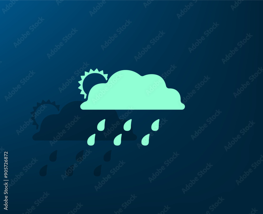 Poster vector illustration with shadow on blue background with gradient