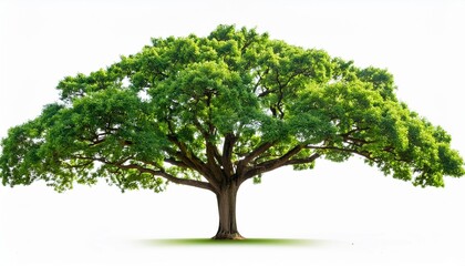 Obraz premium a big tree with green leaves isolated over white background