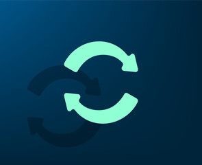 Vector illustration with shadow on blue background with gradient