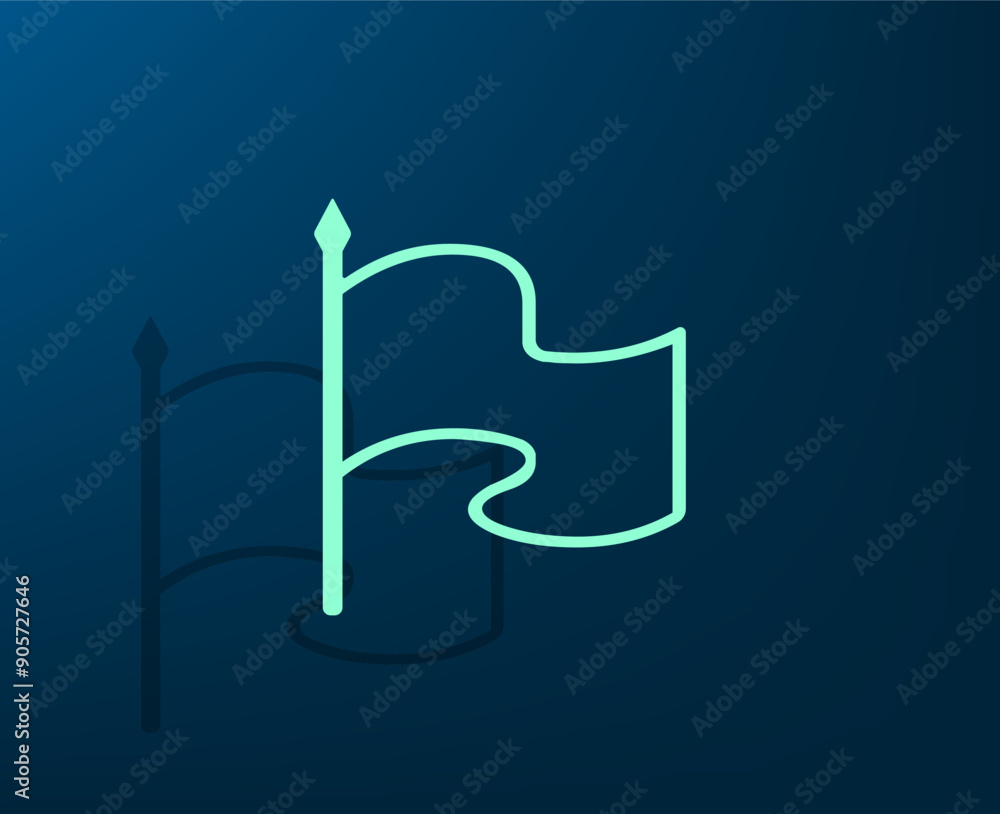 Poster vector illustration with shadow on blue background with gradient