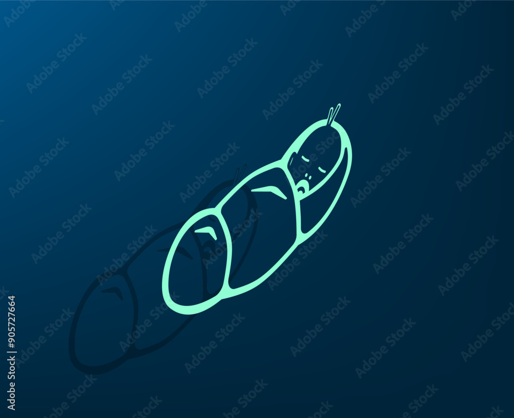 Poster vector illustration with shadow on blue background with gradient