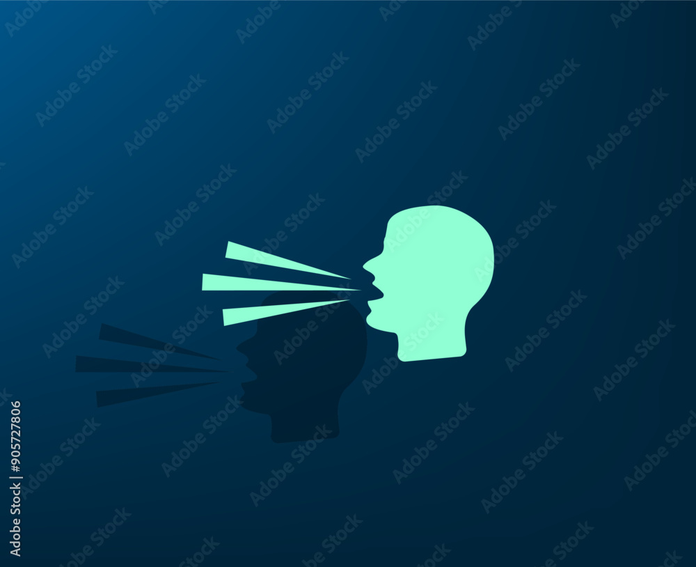 Poster vector illustration with shadow on blue background with gradient
