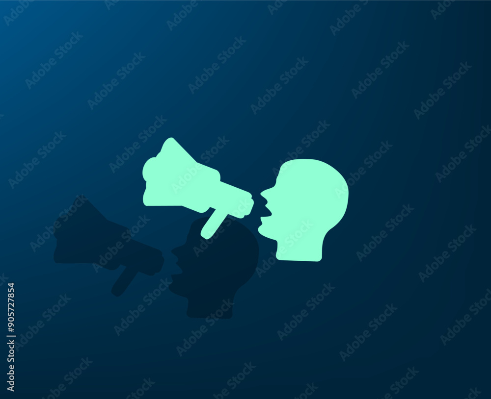 Poster vector illustration with shadow on blue background with gradient